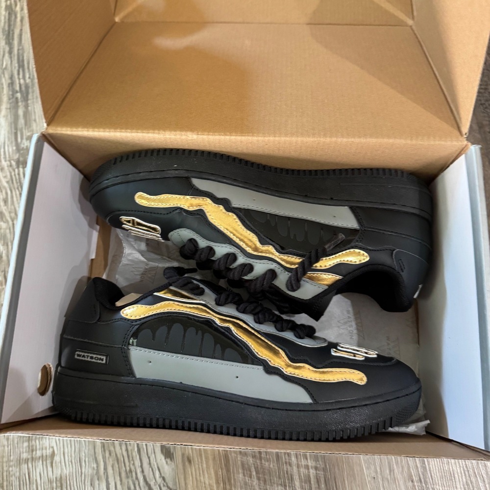 NIB Watson Bones Sneakers Mens 10.5 Black Gold No Saint Streetwear SKU-027 $130